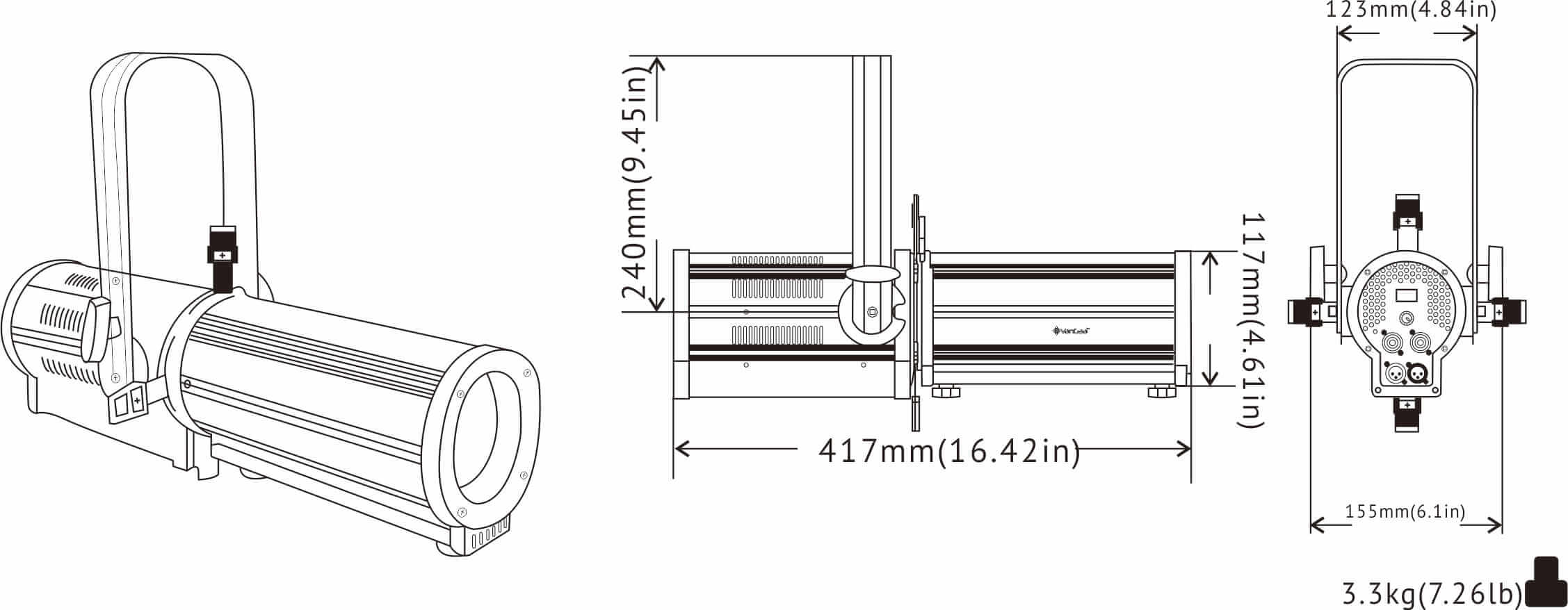 VG-LLK60Z-A dimension البعد VG-LLK60Z-A